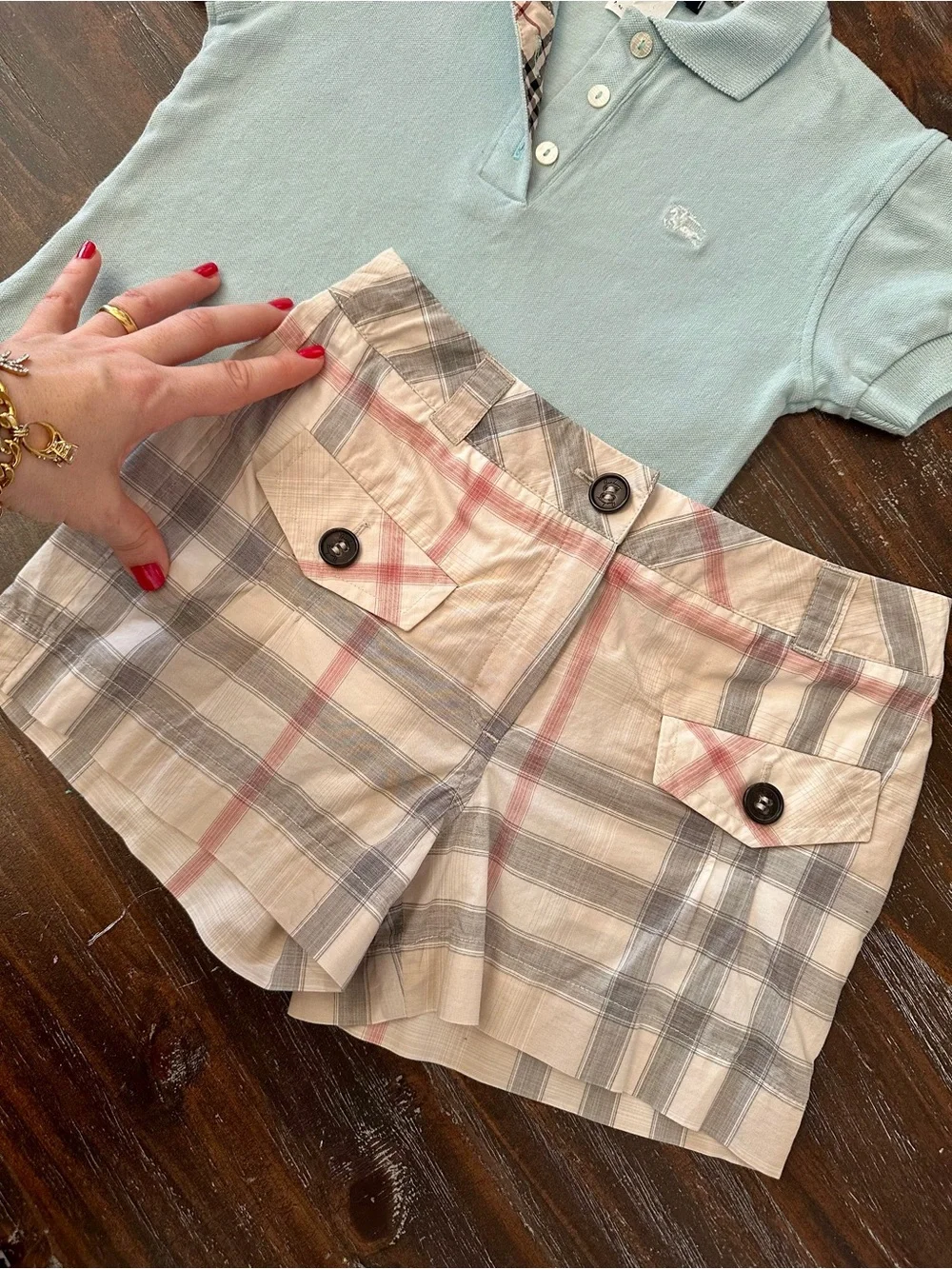 7-8 Years Authentic BURBERRY Girl’s Polo Shirt Shorts Set Blouse Tennis Youth